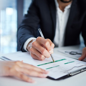 People go over paperwork