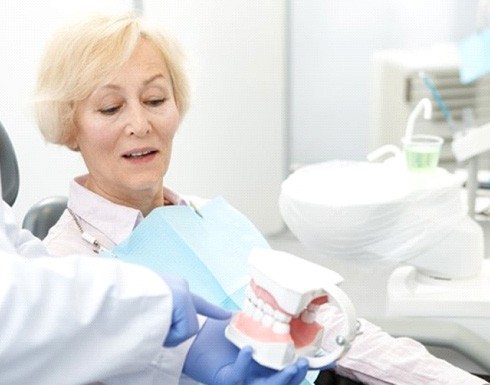 a patient attending her dental implant consultation
