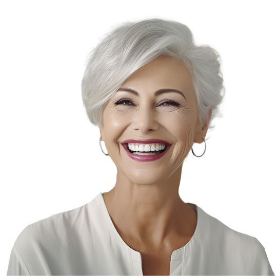 Senior woman smiling after replacing missing teeth in Morristown