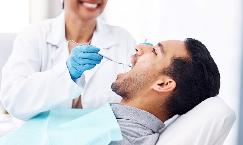Man undergoing dental exam